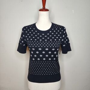 NWT Marc by Marc Jacobs Black and Silver Polka Dot Crew Neck Sweater Size Small